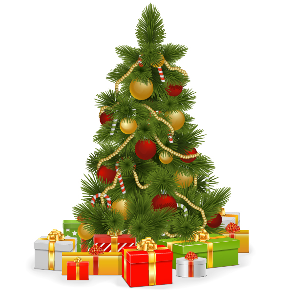 Vector christmas tree with gifts design 01