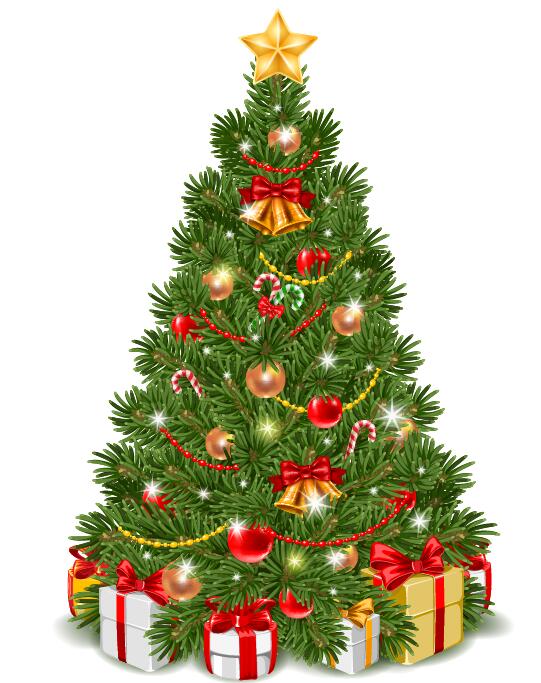 Vector christmas tree with gifts design 02