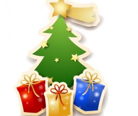 Vector christmas tree with gifts design 04