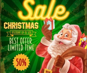 Vintage poster christmas sale vector template
