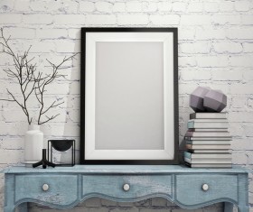 Vintage table with books, vase and frame HD picture