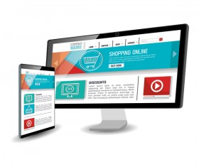 Website template computer and mobile side style vector 01