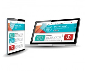 Website template computer and mobile side style vector 02