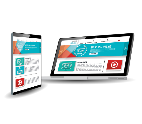 Website template computer and mobile side style vector 02