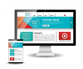 Website template computer and mobile side style vector 03