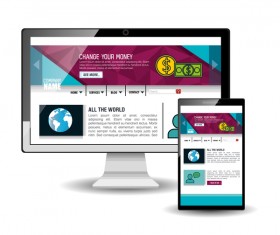 Website template computer and mobile side style vector 04