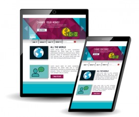Website template computer and mobile side style vector 05