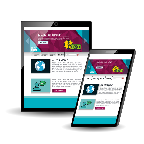 Website template computer and mobile side style vector 05