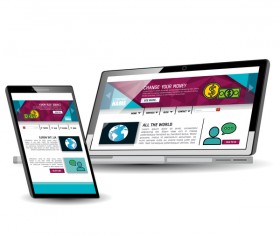 Website template computer and mobile side style vector 06