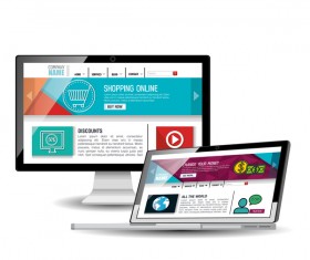 Website template computer and mobile side style vector 09