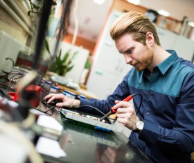 Welding circuit board Stock Photo