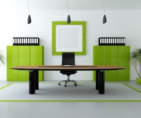 White and green modern office HD picture