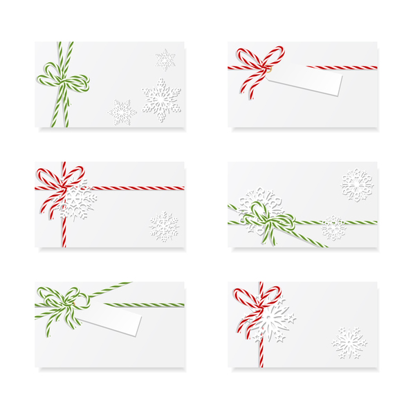 White card with rope bow vector 01