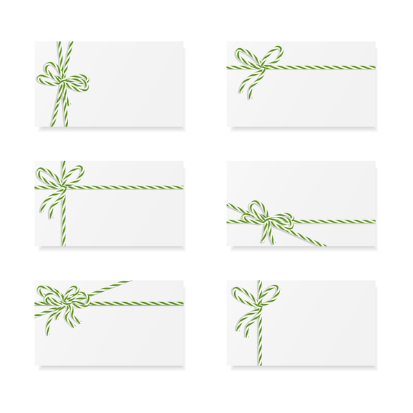 White card with rope bow vector 02