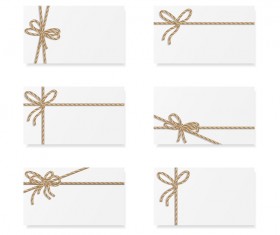 White card with rope bow vector 04