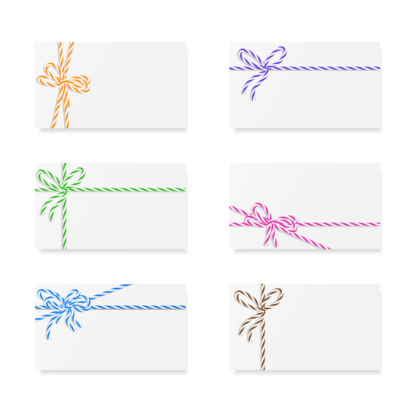 White card with rope bow vector 05