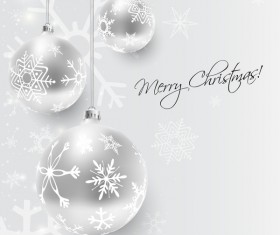 White christmas ball decor with xmas background vector