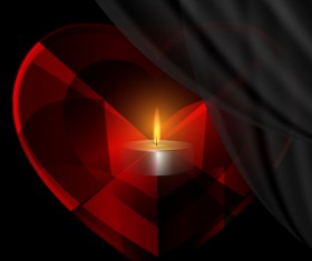 White curtain with candles and red heart vector