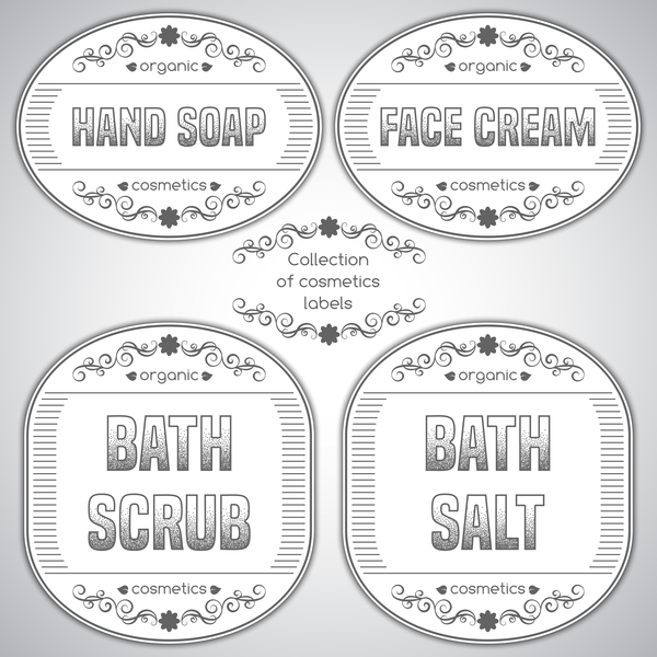 White labels of cosmetics vector 01