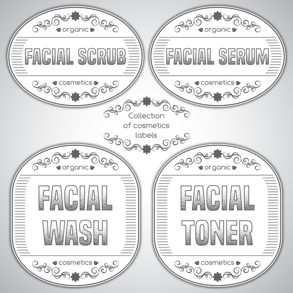 White labels of cosmetics vector 02