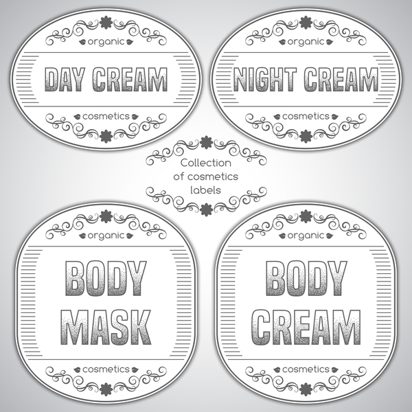 White labels of cosmetics vector 03