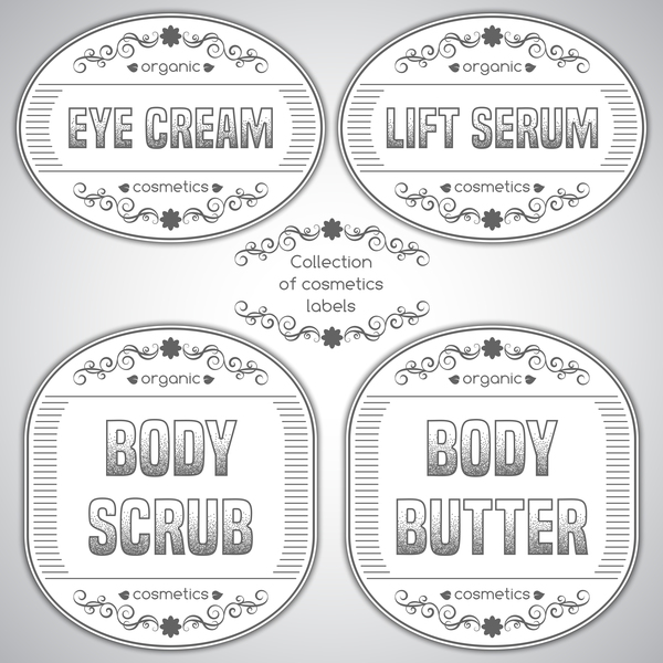 White labels of cosmetics vector 04