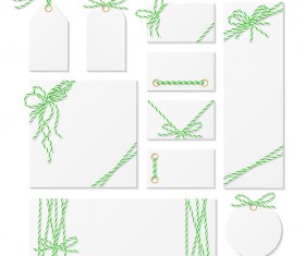 White tags with card and rope bow vector 03