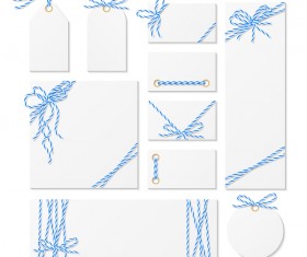 White tags with card and rope bow vector 04