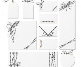 White tags with card and rope bow vector 05