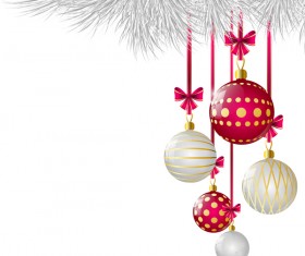 White with red xmas ball decor vector