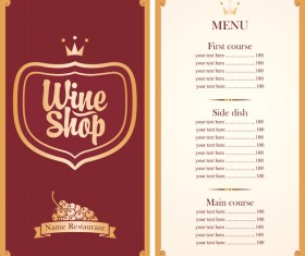 Wine menu list template vector material 01