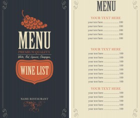 Wine menu list template vector material 02
