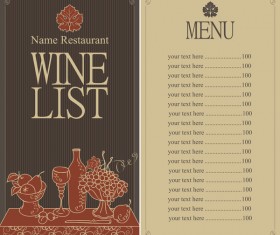 Wine menu list template vector material 04