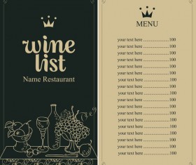 Wine menu list template vector material 05