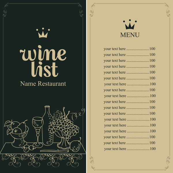 Wine menu list template vector material 05