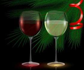 Wine with red ribbon vector