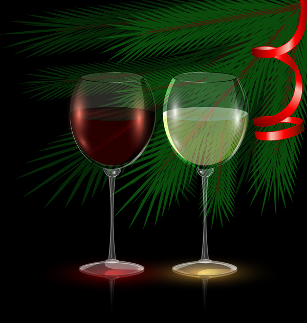 Wine with red ribbon vector
