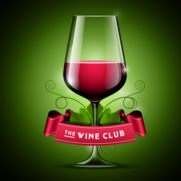 Wine with ribbon banner vector