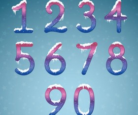 Winter dream numbers with snow caps vector 01