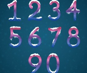 Winter dream numbers with snow caps vector 02