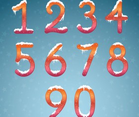 Winter dream numbers with snow caps vector 03