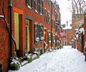 Winter in the town Stock Photo