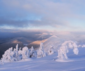 Winter landscape with A dawn in mountains Stock Photo 10