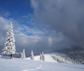 Winter landscape with A dawn in mountains Stock Photo 11