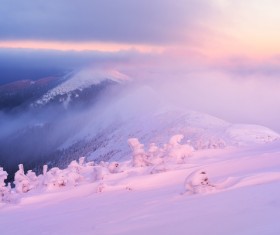 Winter landscape with A dawn in mountains Stock Photo 12