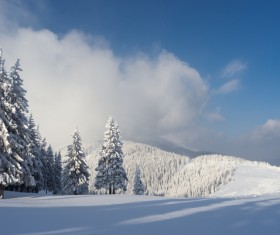 Winter landscape with A dawn in mountains Stock Photo 14