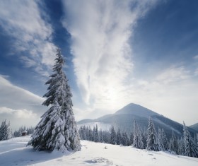 Winter landscape with A dawn in mountains Stock Photo 18