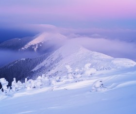 Winter landscape with A dawn in mountains Stock Photo 19
