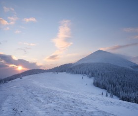 Winter landscape with A dawn in mountains Stock Photo 21