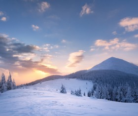Winter landscape with A dawn in mountains Stock Photo 24